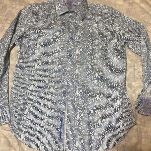 Robert graham, button-down multicolored, blue shirt, men’s size medium